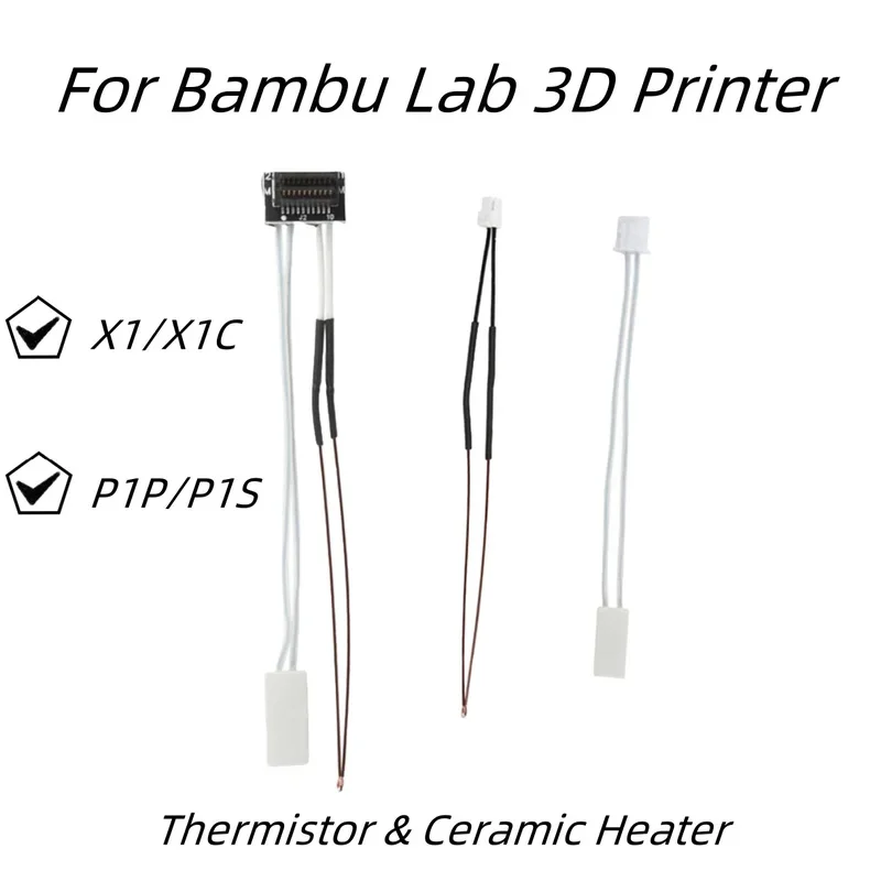 Ceramic Heating Tube Thermistor P1S 24V 65W Cartridge Heater for Bamboo Lab P1P X1 X1-Carbon Suitable for 10-25mm Diameter Tubin