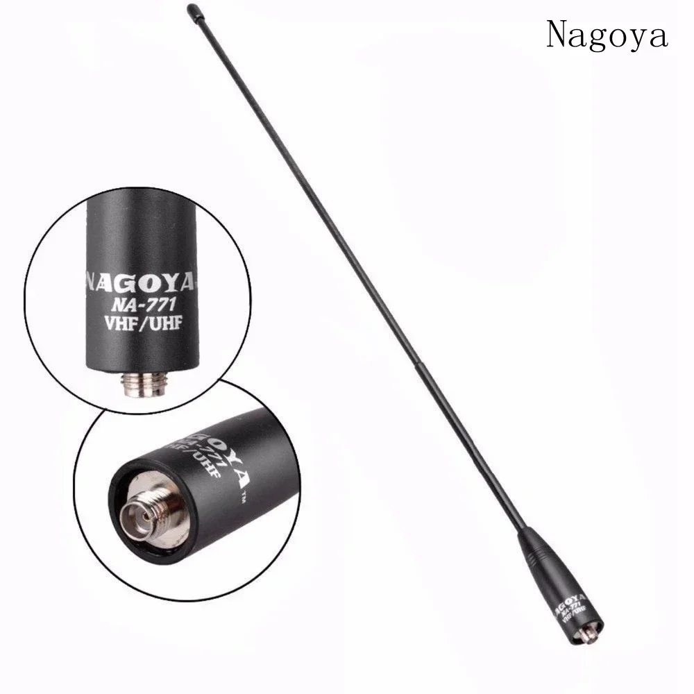 Genuino NAGOYA NA771 HAM Antenna SMA Maschio Femmina BNC VHF UHF Doppia Bande Segnale Radio Bidirezionale Boost Gomma Morbida Guadagno Antenne