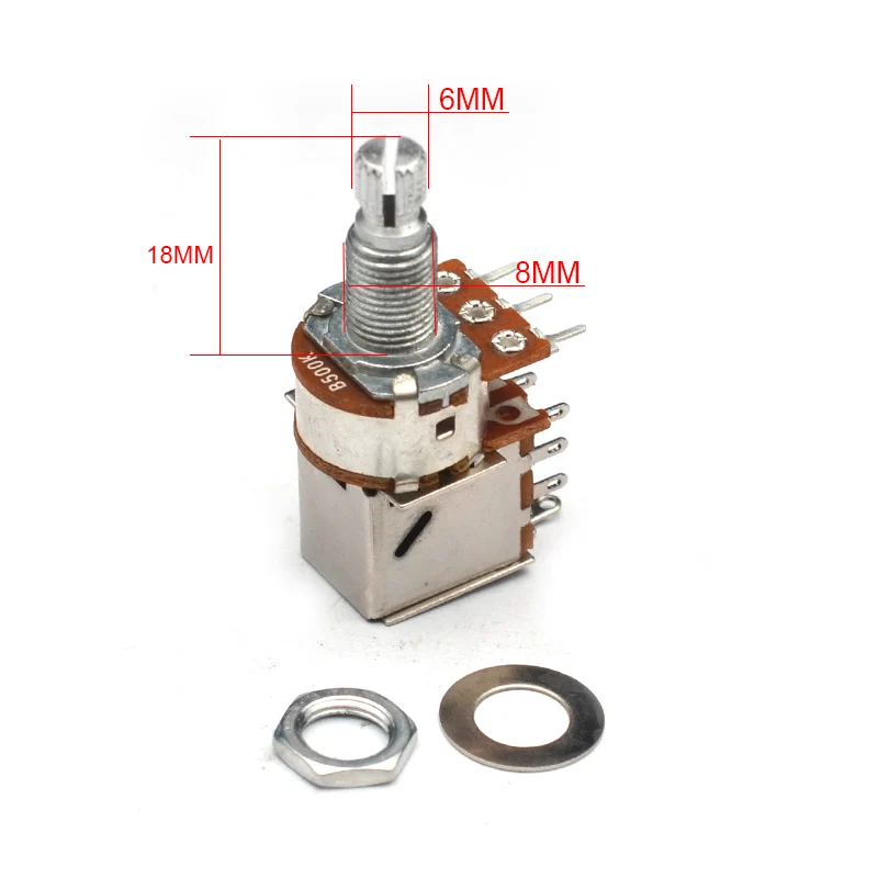 Guitar Potentiometer Control Pot Push/Pull Pot with Straight Terminal Block Pickup Coil Splitting Switch A500K/B500K Guitar Part