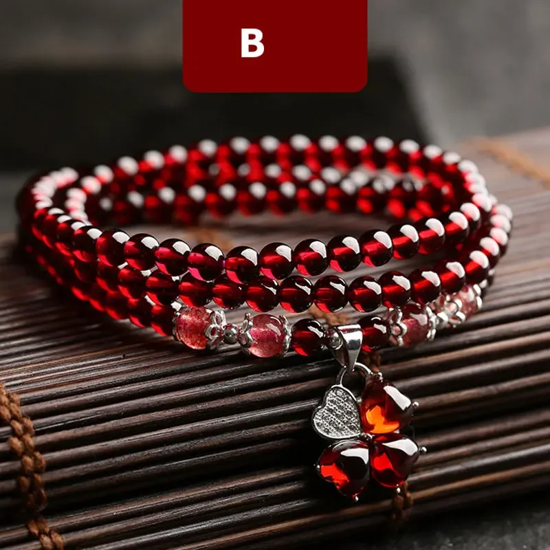 Wine Red Garnet Bracelets For Women Natural Gemstone 925 Sterling Silver Jewelry Fox Gourd Pixiu Snowflake Charm Best Gift Girls