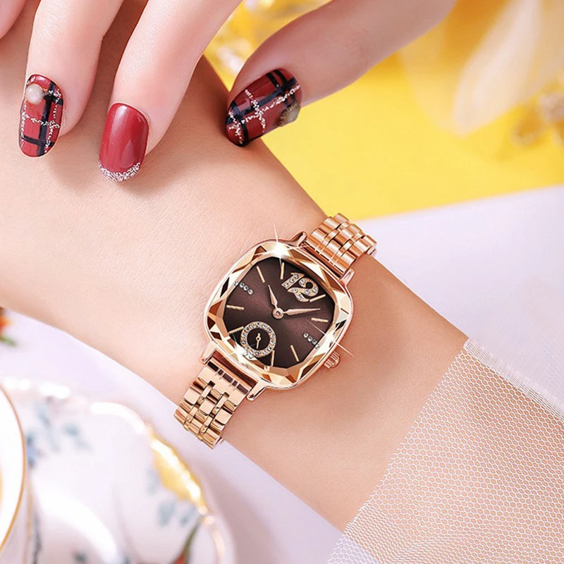 1pc Waterproof Quartz Watch Fashionable Simple Temperament Glass Square Watch Lady Elegant Wrist Watches