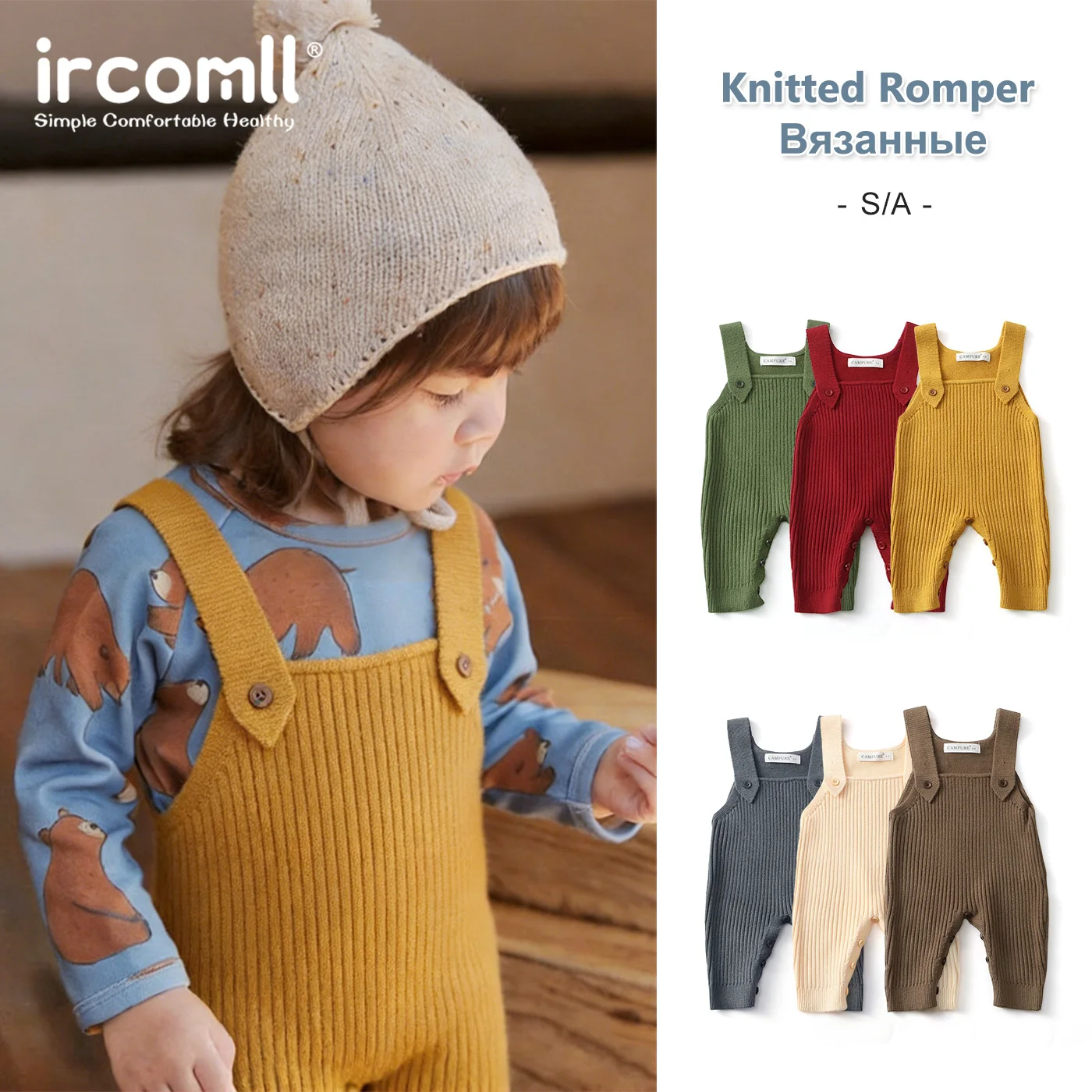 Ircomll Autumn Baby Knitted Romper Unisex Infant Overalls Suspender Long Pants Knitted Baby Clothes Outfit For Newborn Toddler