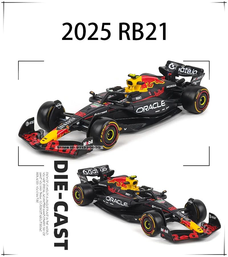 Bburago 1:43 Neue F1 2025 Red Bull Racing RB21 # 1 Verstappen # 22 Yuki Tsunoda Legierungsmodellauto Druckguss-Modellspielzeug – Detail 4