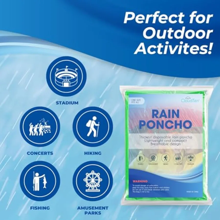 Compact and Disposable Rain Ponchos for Adults