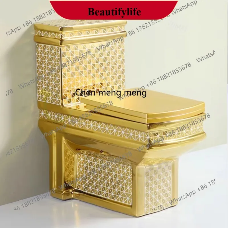 

High Quality Square Shape Golden Toilet Bathroom Luxury Ceramic Gold Plated Sanitary Ware Wc Toilet F185