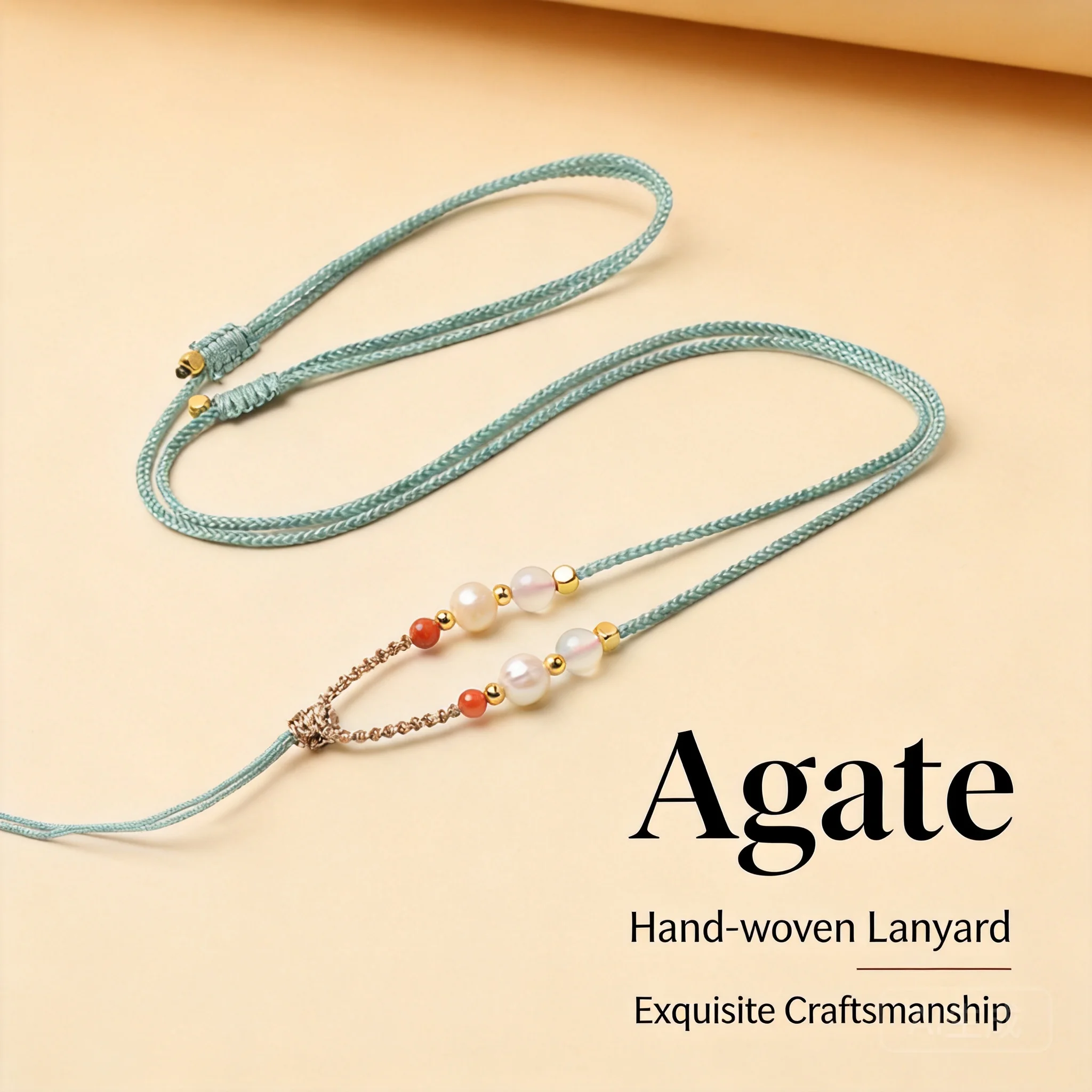 Chinese Style Hand Woven Lucky Agate Pearl Pendant Necklace Cord Adjustable For Men Women Jade Amulet Hanging Rope Multi Color