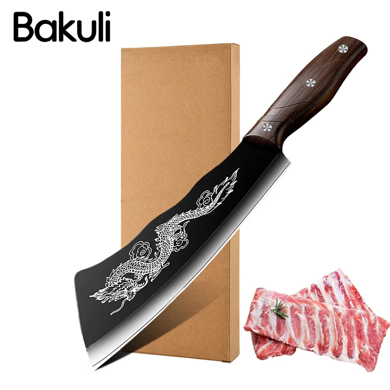 2024New kitchen knife with knife sleeve - imitation wood handle stainless steel dragon knife - Sharp chopped vegetables and meat