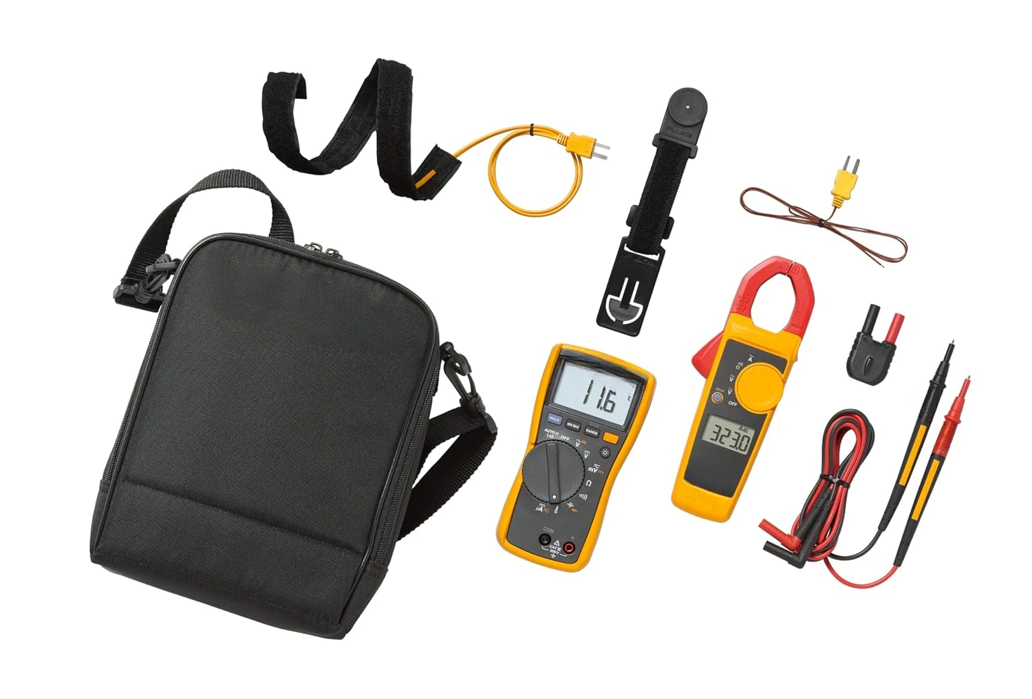 116/323 KIT Multimeter and Clamp Meter HVAC Combo Kit, AC/DC Voltage, AC Current 400 A, Microamps To Test Flame Sensors