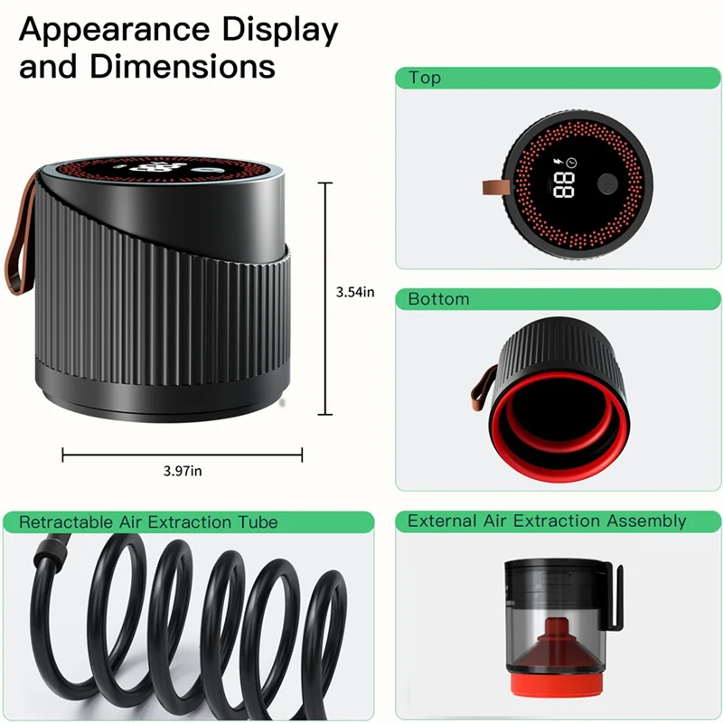ABWR-مجموعة سدادة مكنسة ميسون الكهربائية، 4 في 1 جرة مكنسة كهربائية لبرطمانات ميسون ذات الفم الواسع والعادي، لزجاجة النبيذ الجرار