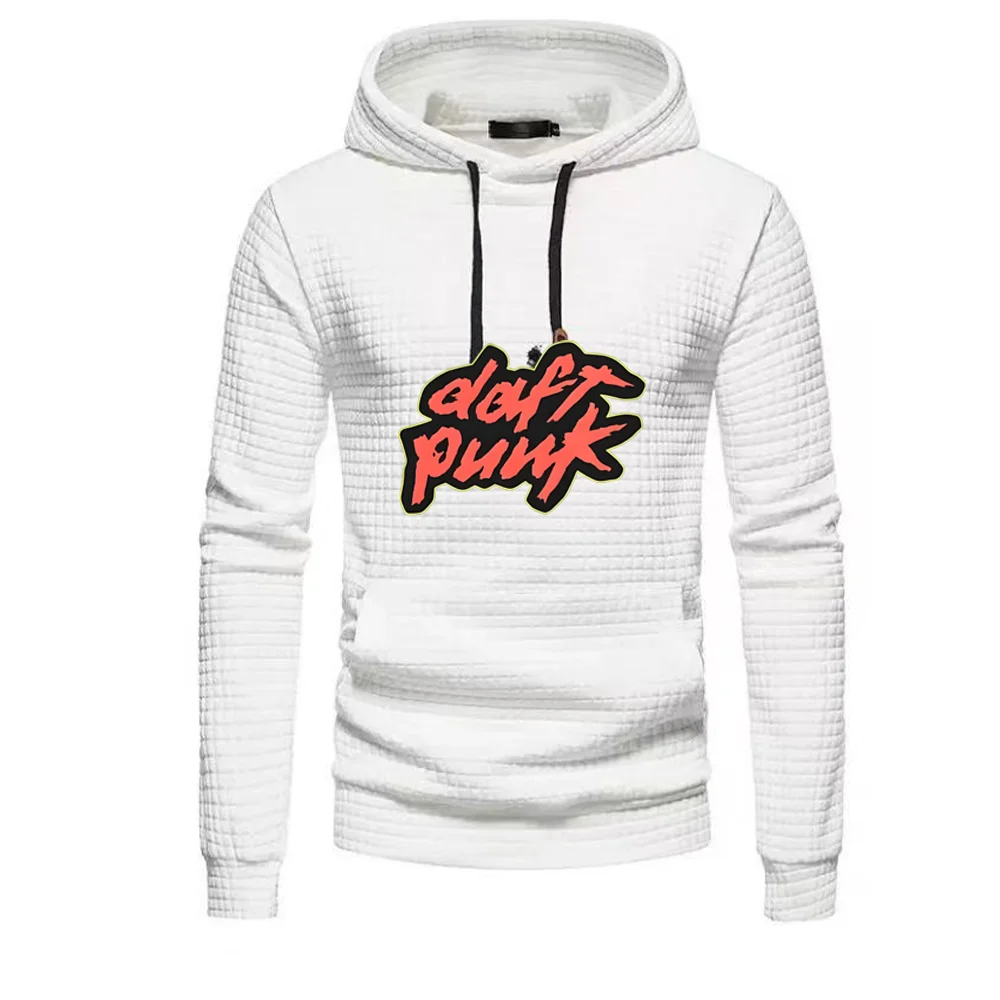 

Men's Daft Punk Spring and Autumn Long sleeved Hoodie Women's Casual Plaid with Pocket Neutral Street Wear