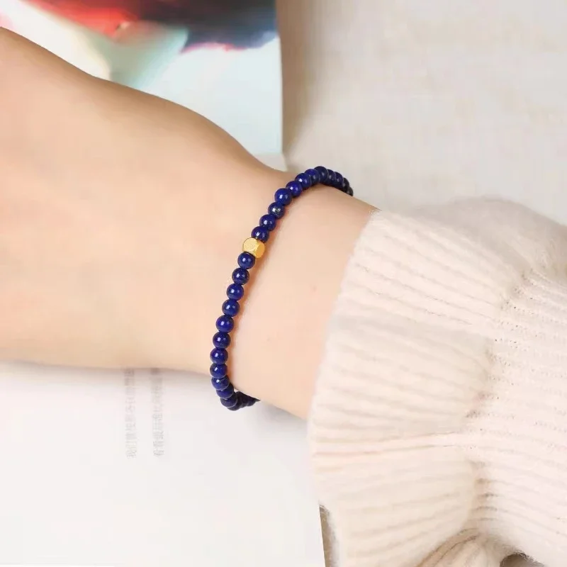 

Handmade 4mm Natural Lapis Lazuli Crystal Bracelets for Women