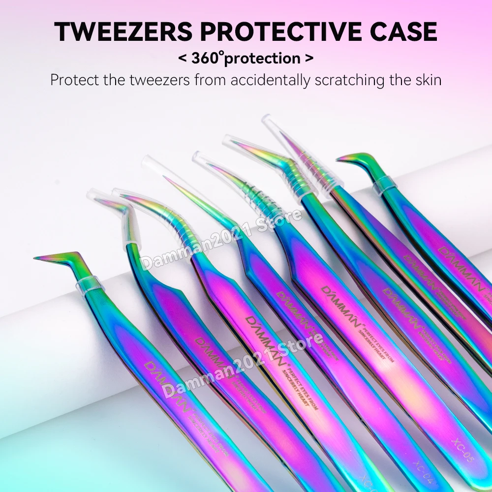 Damman Professional Eyelash Extension Tweezers Colorful Lash Extension Tweezers High Precision Eyelash Tweezers Makeup Tools