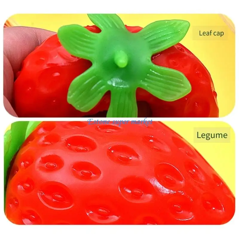 090B Realistic Strawberry Stress Relief Ball Soft Squeeze Toy For Kids And Adults To Reduce Pressure And Help Mood Relax