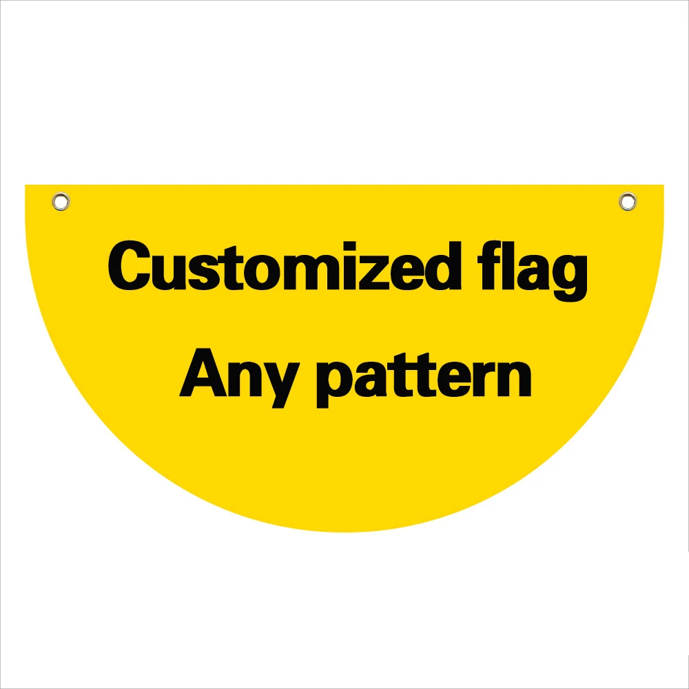 Eoodlove custom high-quality polyester fiber fan-shaped flag single sided printed 18x36 inch holiday party outdoor flag