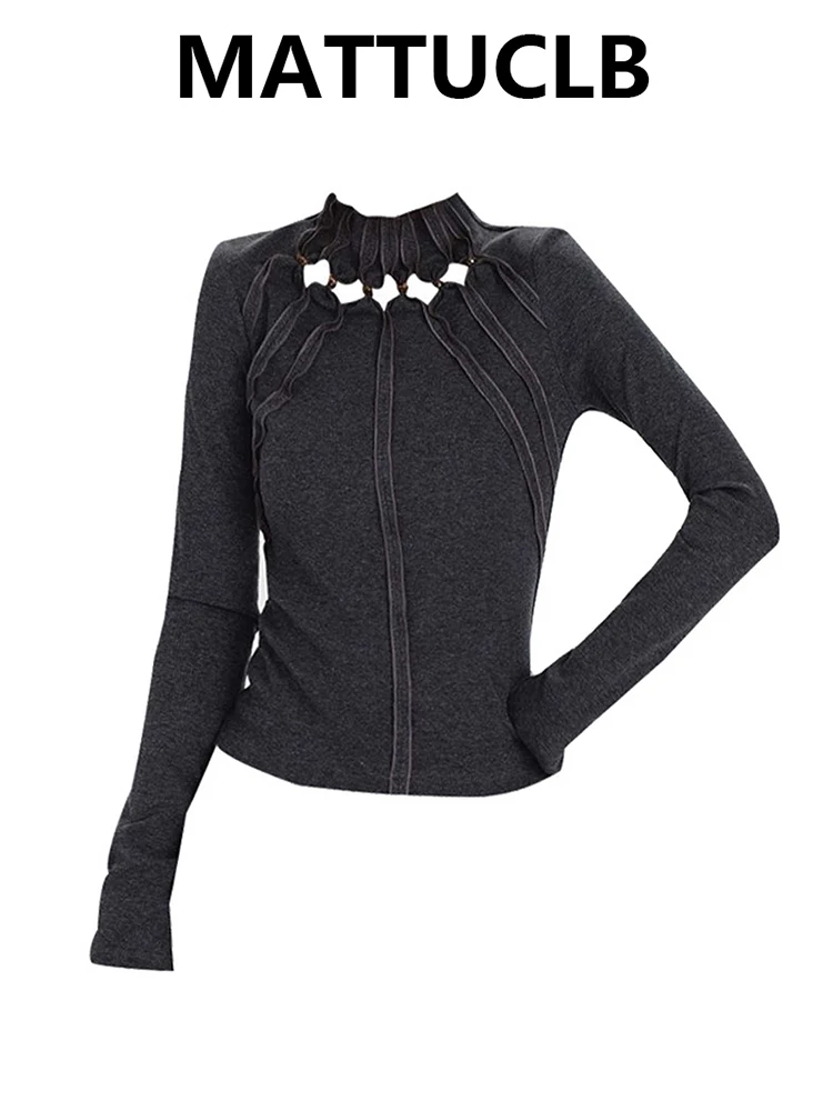 

Spring Women American Retro Top 2000s Designer T-Shirt Korean Hollow-out Tees Coquette Gyaru Y2k Kpop Harajuku Japanese New In