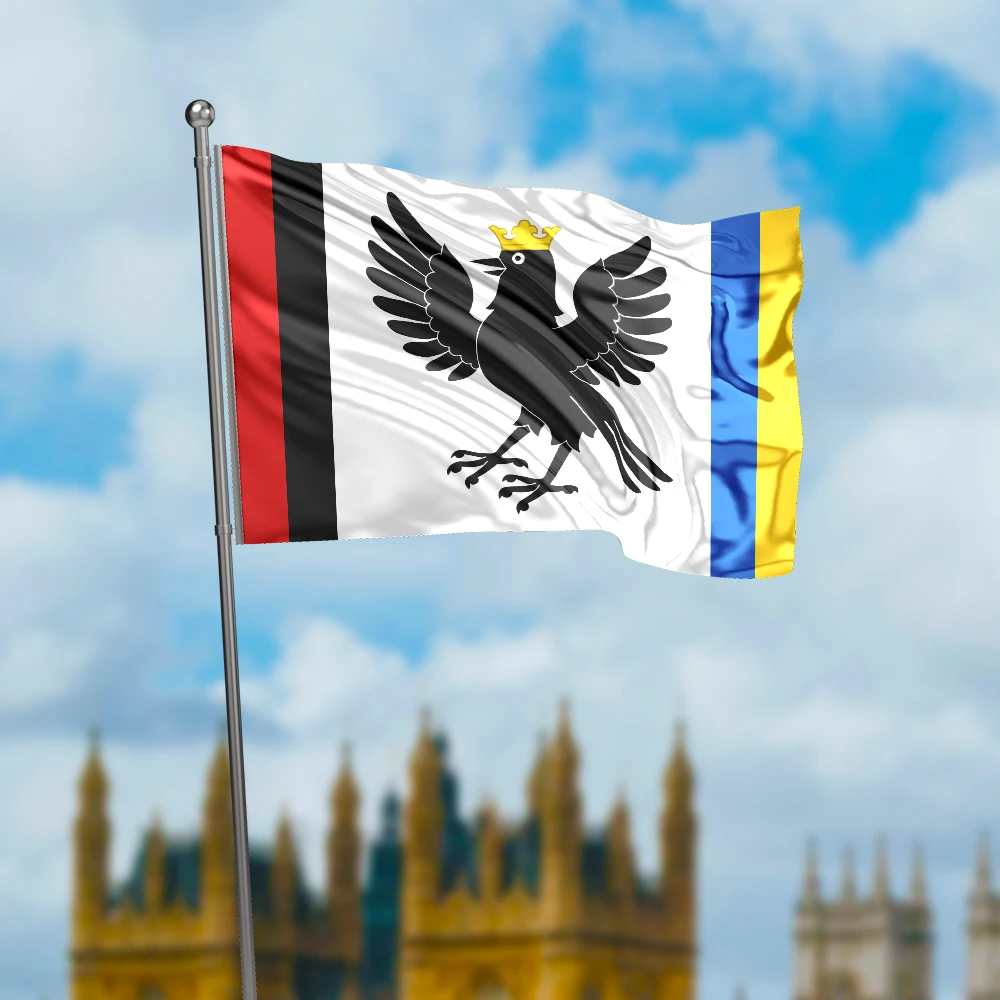 3x5 Ft Ivano Frankivsk Oblast Flag Vivid Color an oblast of Ukraine Flags Polyester with Brass Grommets