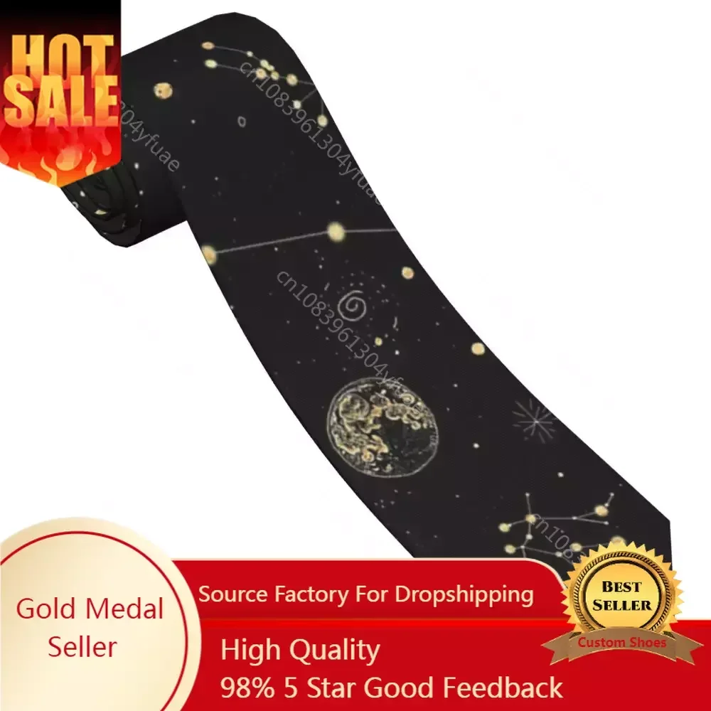 Into The Galaxy Men Necktie Polyester 8 cm Narrow Occult Witch Magic Constellation Neck Ties for Mens Accessories Office