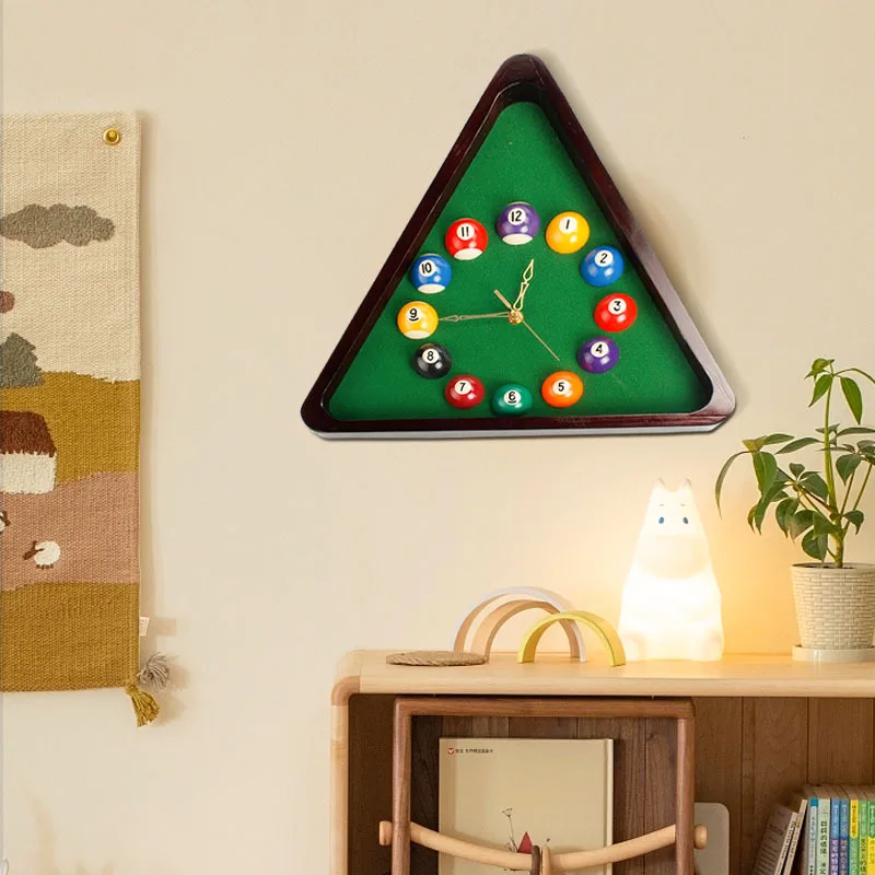 New 13 Inch Billiard Quartz Clock with Solid Wood Frame Creative Wall Clock for Living Room,Bedroom Wall Clock  Relogio DeParede