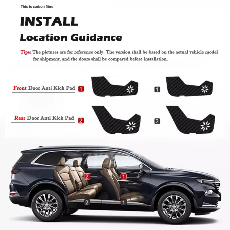 ل Leapmotor B01 B10 C01 C10 C11 C16 ألياف الكربون الجلود باب السيارة مكافحة ركلة منصات تقليم صندوق القفازات ملصق الملحقات الداخلية #4