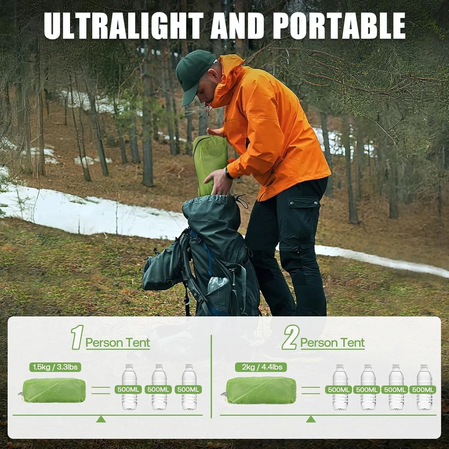 Hot-selling 2 Person Tunnel Tent Waterproof Double Layer Aluminum Poles Compact Backpacking Camping Hiking Outdoor Shelter