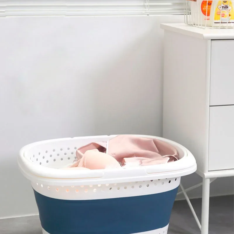 Collapsible Plastic Laundry Basket Folding Pop Up Bathroom Dirty Clothes Basket Household Plastic Large Storage Container