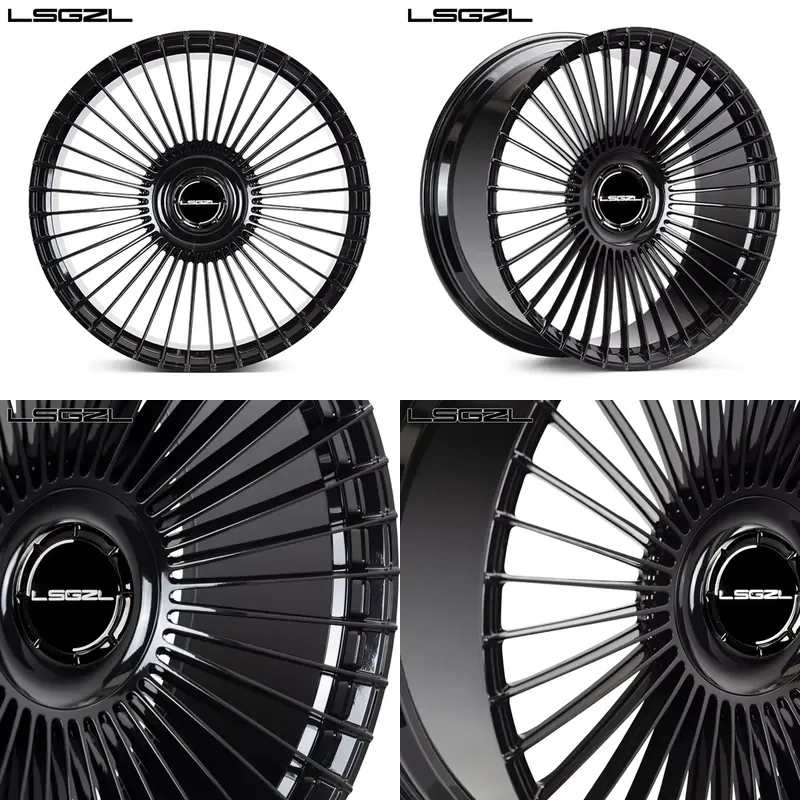 

i Multiple Spokes Glossy Black Forged Alloy Wheel Rim for 5x114.3 5x120 5x130 15 18 19 20 21 22 23 24 26 Inch Car