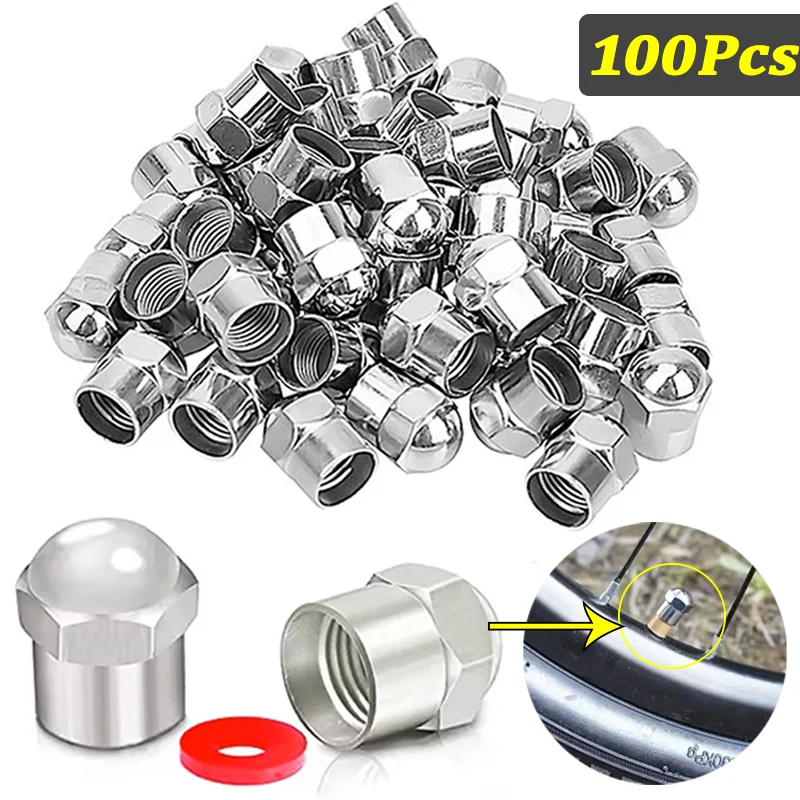 

10-100Pcs Car Tyre Valve Caps Round Head Chrome Plating DustProof Covers Auto Motorcycles Bike Tire Styling Valve Cap Decoration