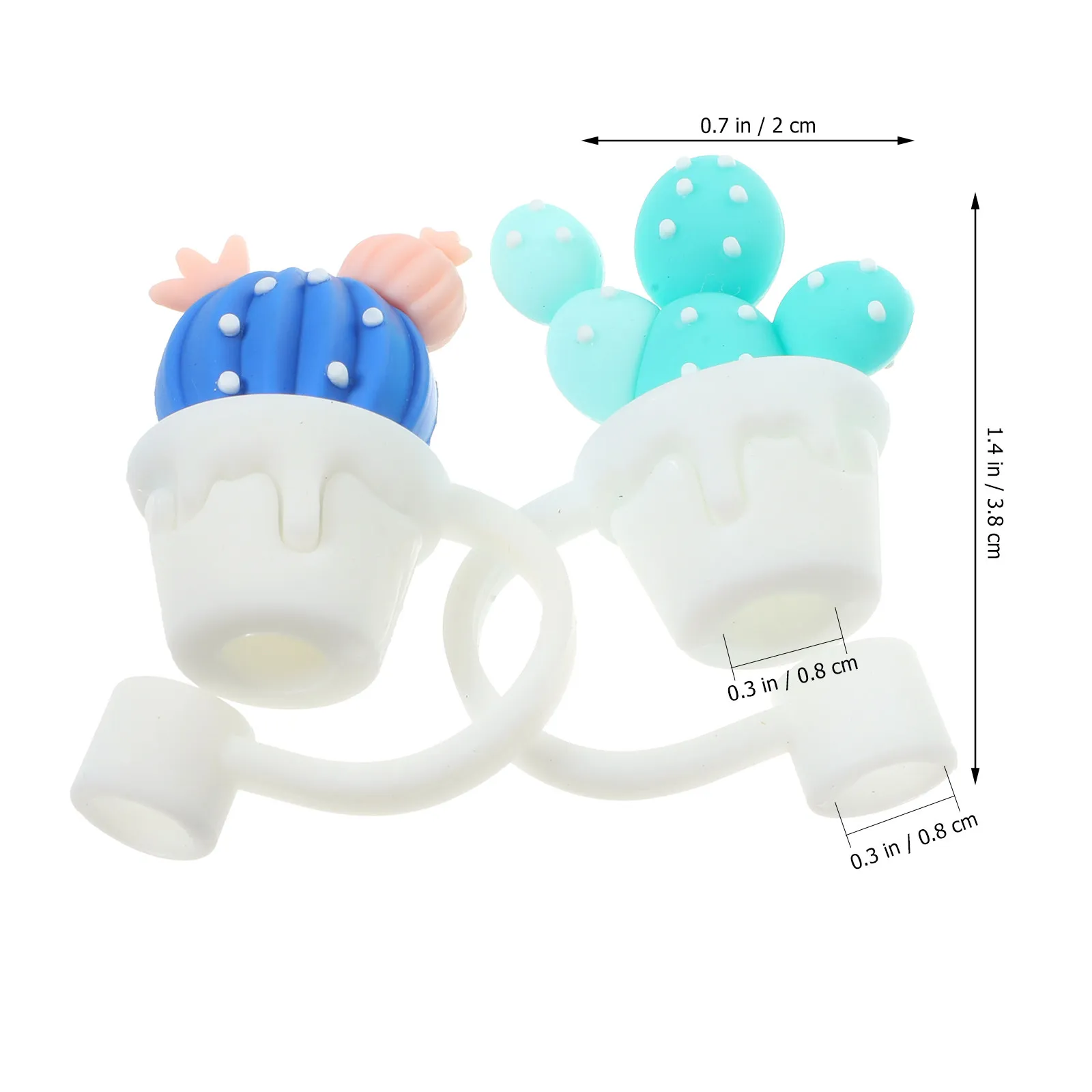 1Set Straw Caps Cactus Shape Silicone Straw Plug Splash Proof Airtight Seal Strawberry Tips Cover Creative Adorable Cover