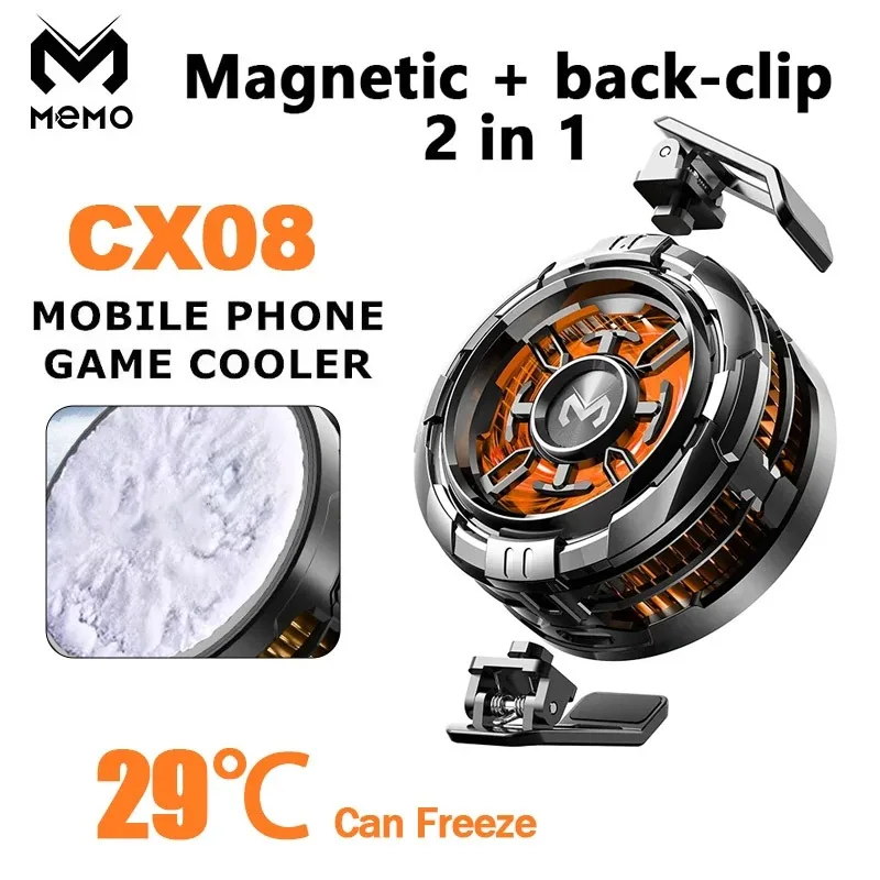 2 IN 1 MEMO CX08 Magnetic Back Clip Universal Mobile Phone Cooler Semiconductor Cooling Fan Freeze Radiator for iOS Android PUBG