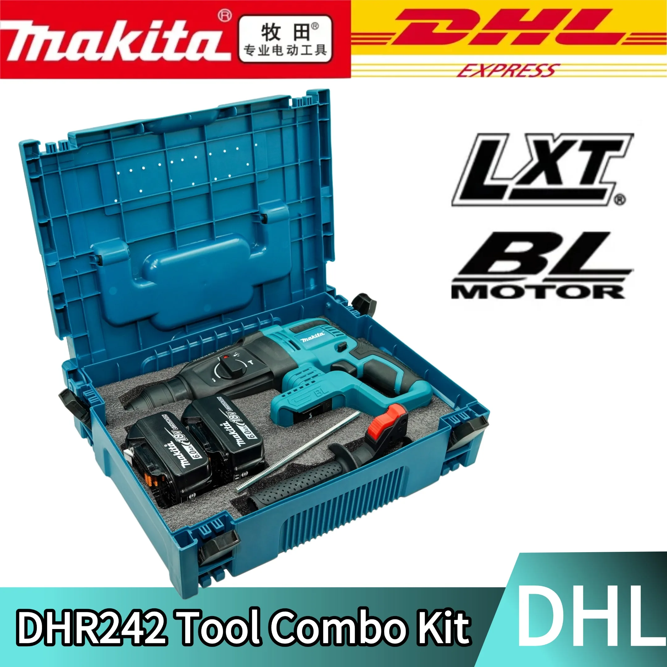 Original Makita DHR242 18V Brushless Cordless Rotary Hammer Drill 24mm Concrete 4700 IPM 3-Mode Heavy Duty Professional