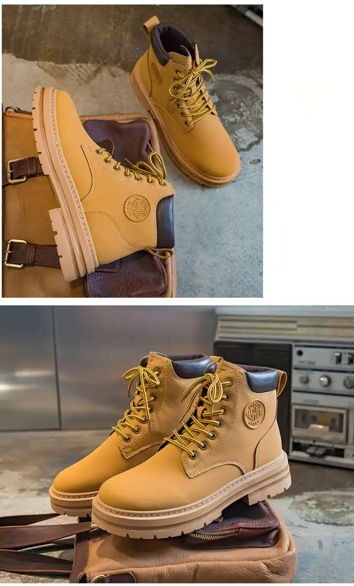 Couple Martin 2024 Automne Travail Femmes Courtes Instagram Semelle Épaisse Jaune Bottes Enfants_voghion.com