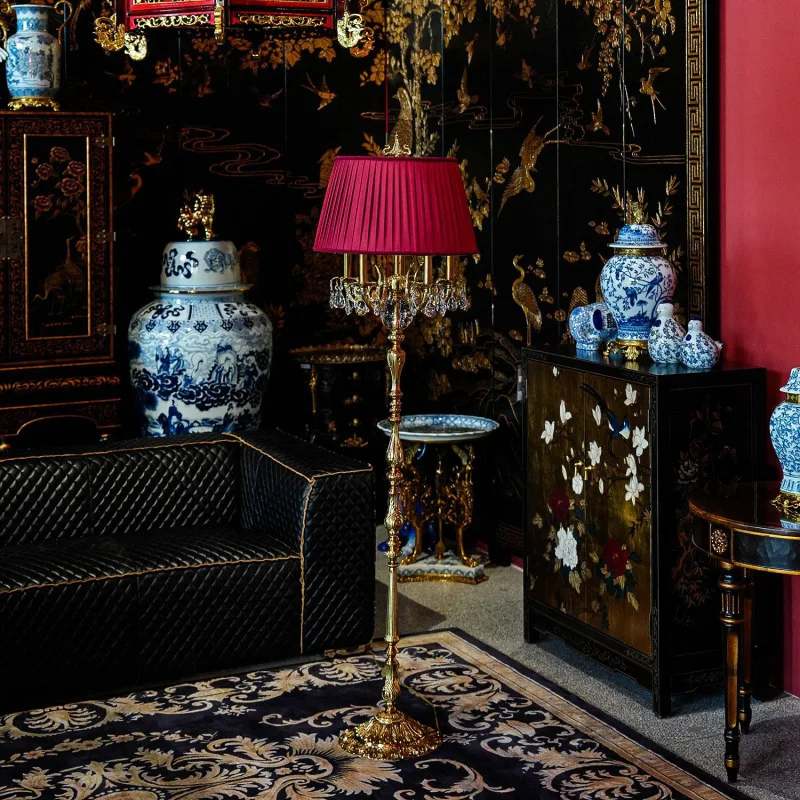 

French floor European retro atmospheric villa high-end club living room lap bedroom crystal all copper floor