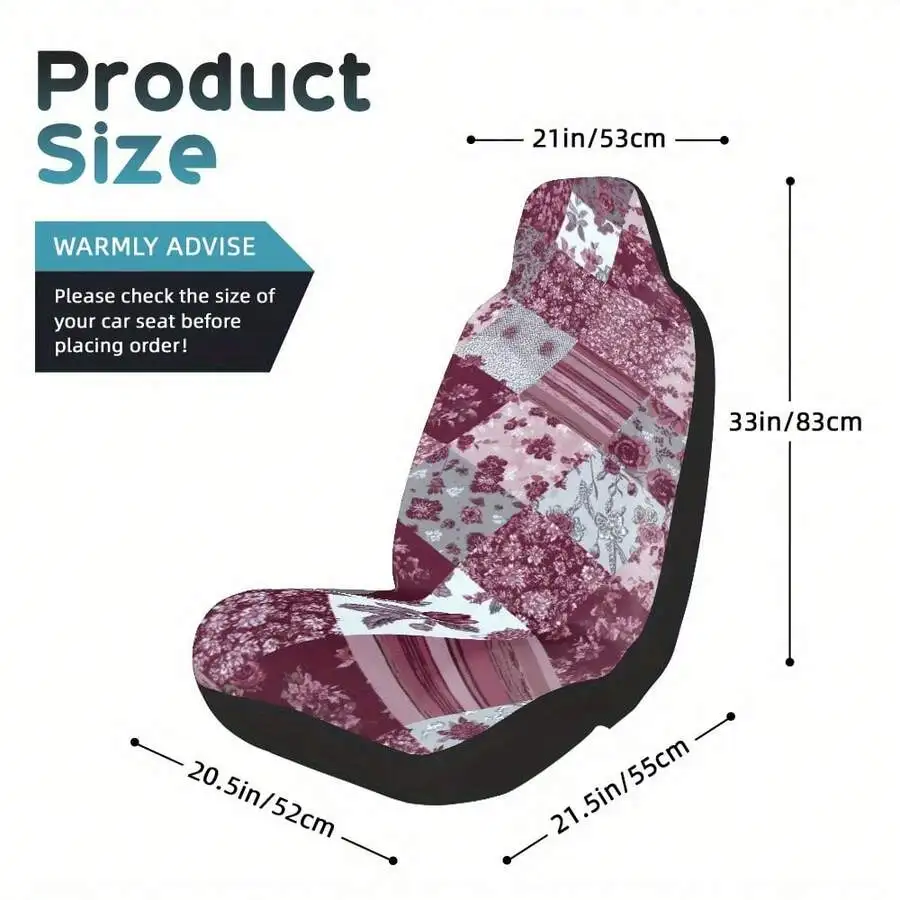 

Pink Floral Patchwork Car Seat Cover Universal For Driver And Passenger Soft Machine Washable