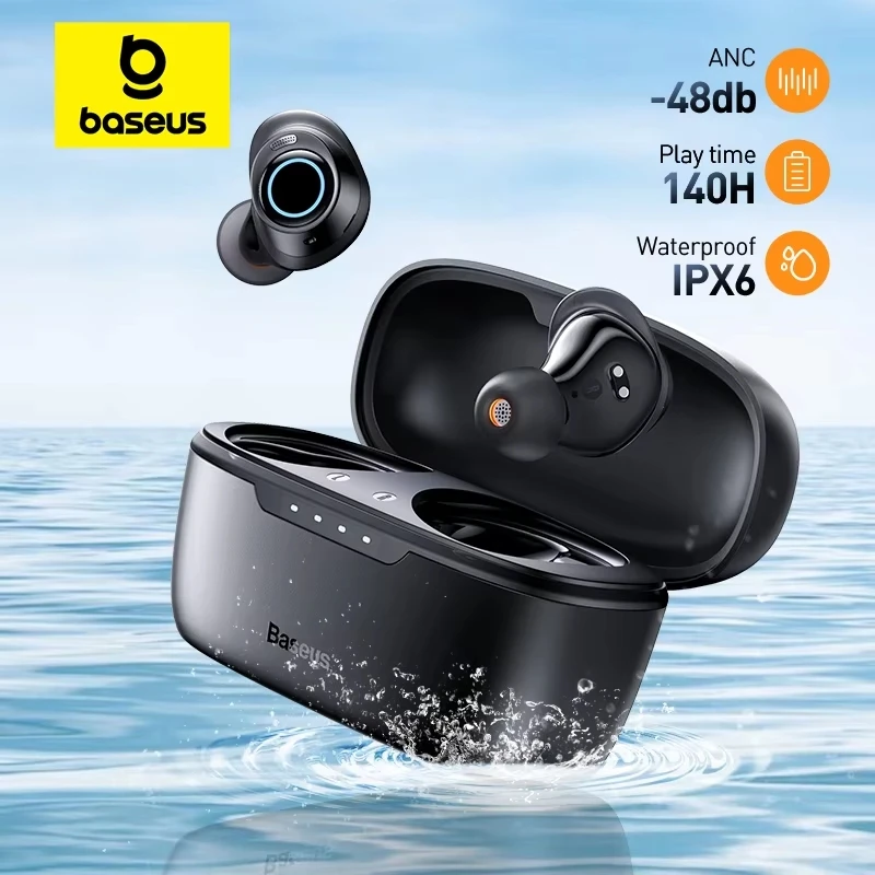 Baseus Bowie MA10 Ture Wireless Earphones 48dB Noise Cancelling 140h Long Battery Life Bluetooth 5.3 Earbuds IPX6 Waterproof