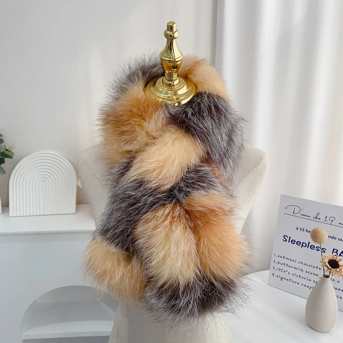 Women Female Winter Real Collar Long Fur Shawl Cloak Lady Clothes Accessories Real Fox Fur Scarf Warm Soft Long Fur Collar Scarf