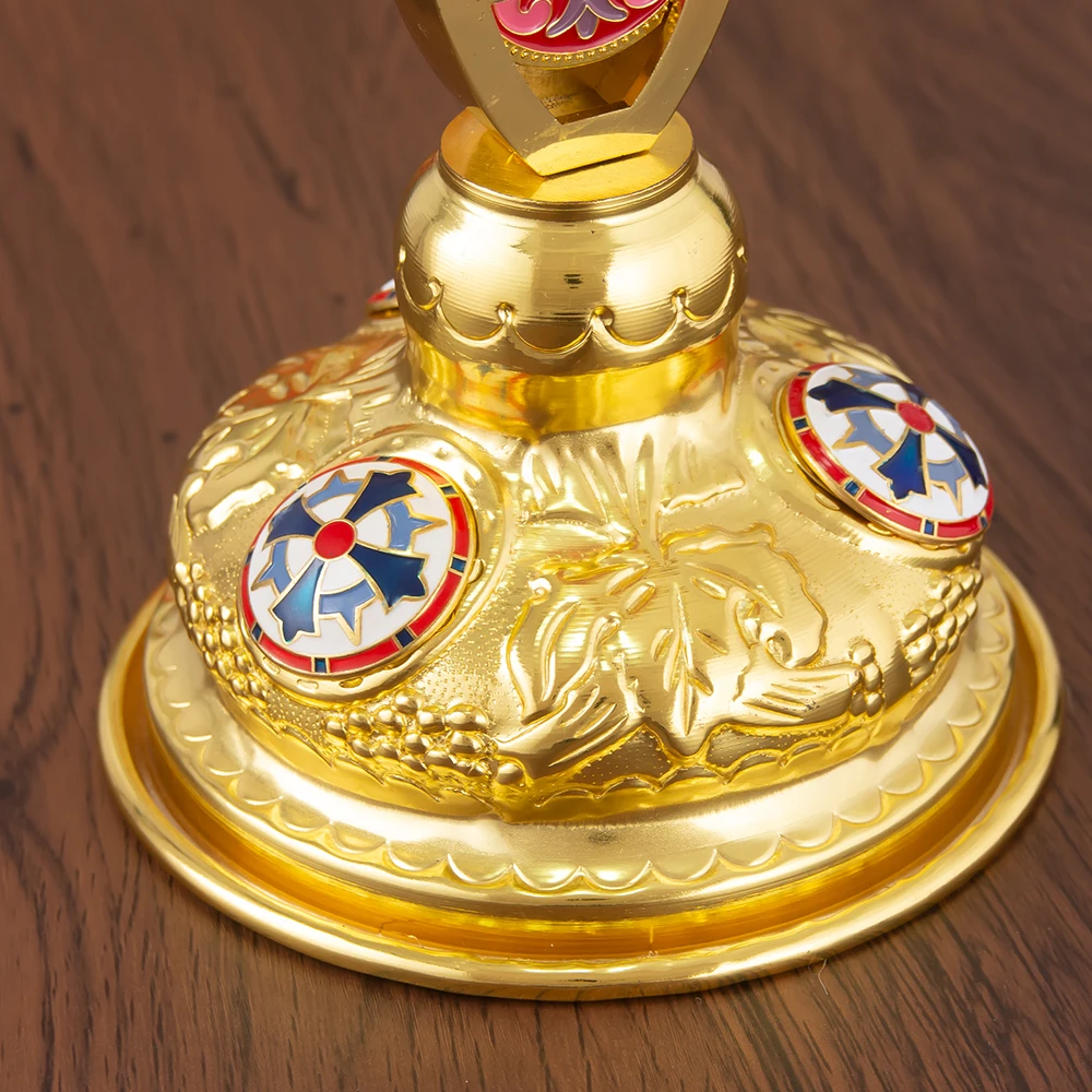 HTISOK Orthodoxes Altarkreuz im Byzantinischen Stil, Vergoldet, Emailliert, Stehendes Jesus-Kruzifix zur Kirchendekoration, Orthodoxes Kreuz – Detail 17