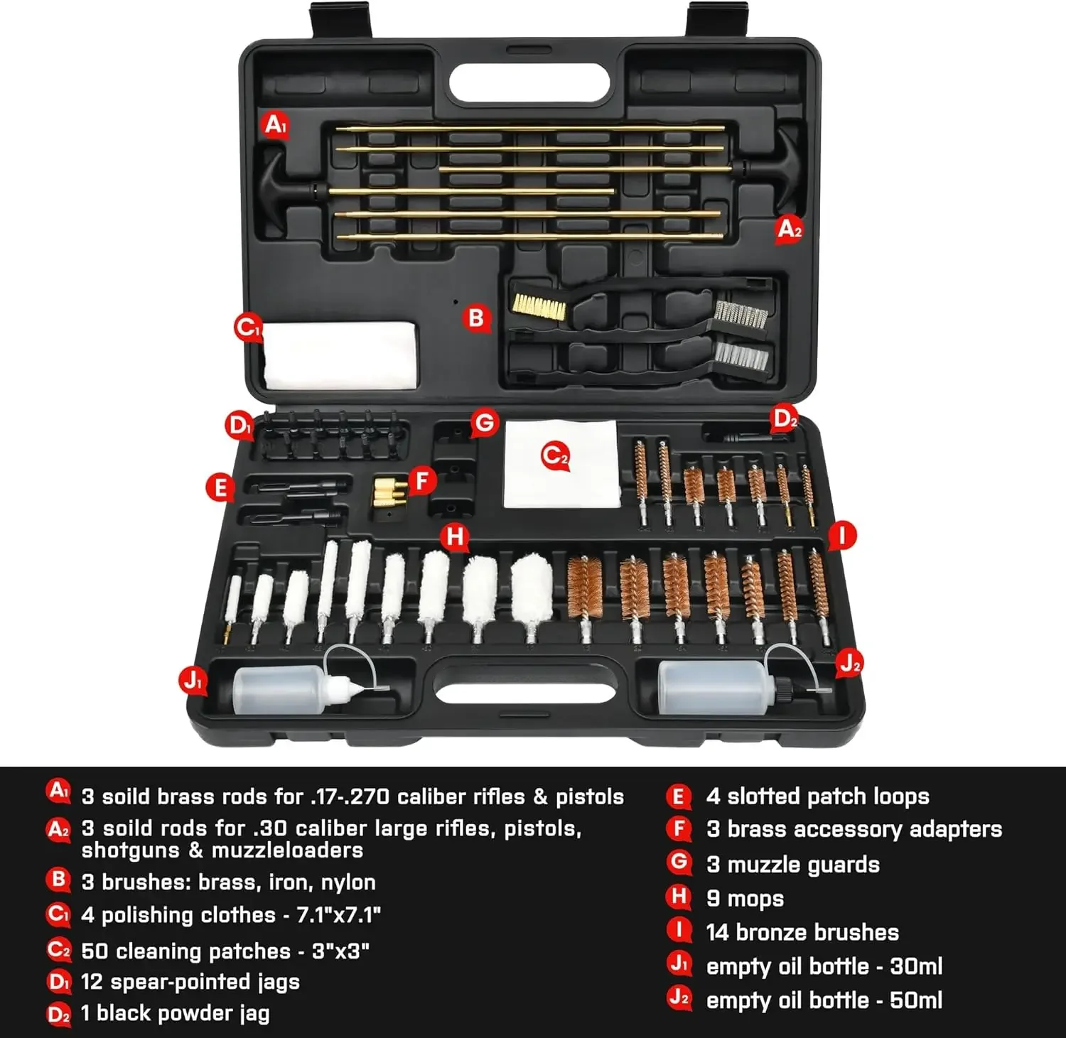 home.Gun Cleaning Kit Universal for All Guns, Gun Brushes for Pistol, Handgun, Shotgun, Rifle, Elite Brass Rods and Wire Rope