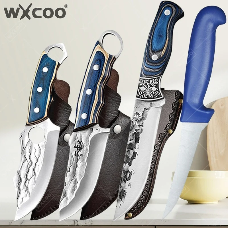 Cuchillo de Carnicero WXCOO, Cuchillo de Cocina de Acero con Alto Contenido de Carbono, Forjado a Mano, Cuchillo de Chef para Cortar Pescado y Carne