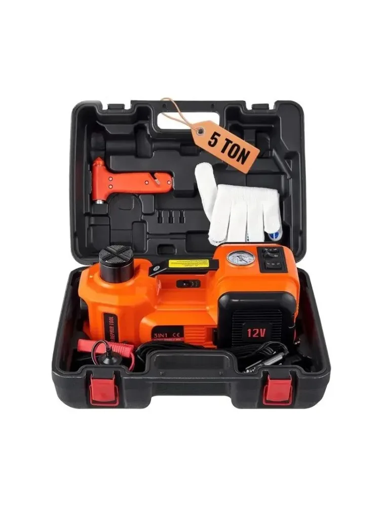 VEVOR 5T 12V cric de voiture électrique cric de voiture hydraulique avec pompe gonflable intégrée et cric de voiture lumière LED SUV MPV camion changement pneu