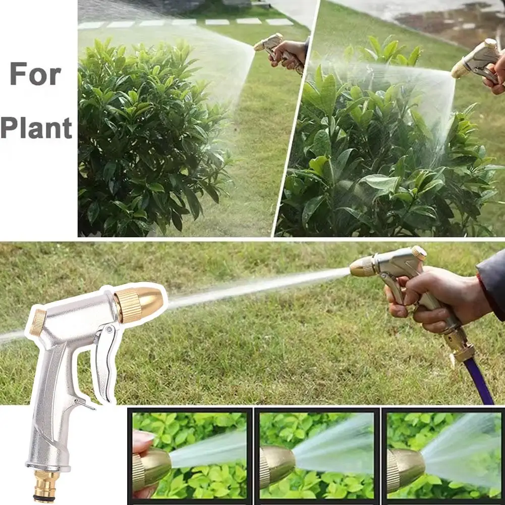 

High Pressure Copper Aluminum Alloy Frosted Electroplated Water Gun For Home Garden Flower Watering Snow Foam Lance A2G2