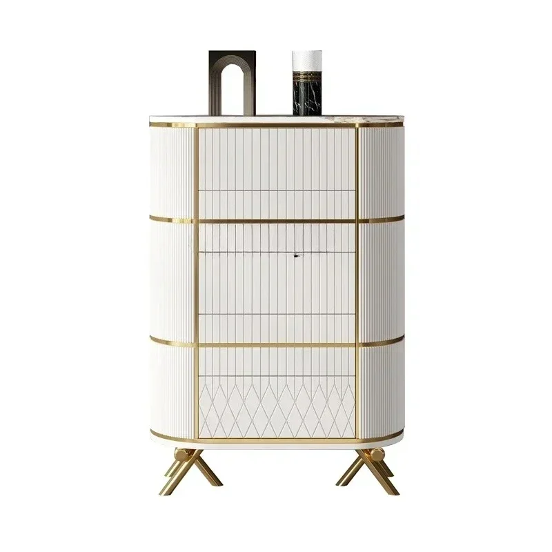 A  A15 Solid Wood Light Luxury Modern Minimalist Living Room Bedroom Storage Cabinet Stone Plate Wall Storage Chest of Drawers