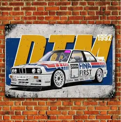 Affiche en métal de voiture de course M3 E30 Dtm, garage, 20x30cm, 18/signe