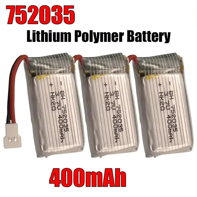 752035 400mah Polymer Lithium Ion Battery for Hubsan X4 H107 H107L H107D JD385 JD388 Remote Control Drone Battery