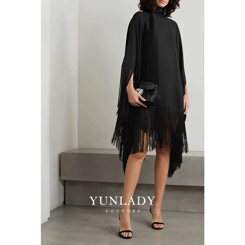 

YUNLAN Customized Luxury Dubai Black Tassel Cover-Up Dress 2026 Saudi Arabian Women's Wedding Mother's Dress Guest Evening Dress