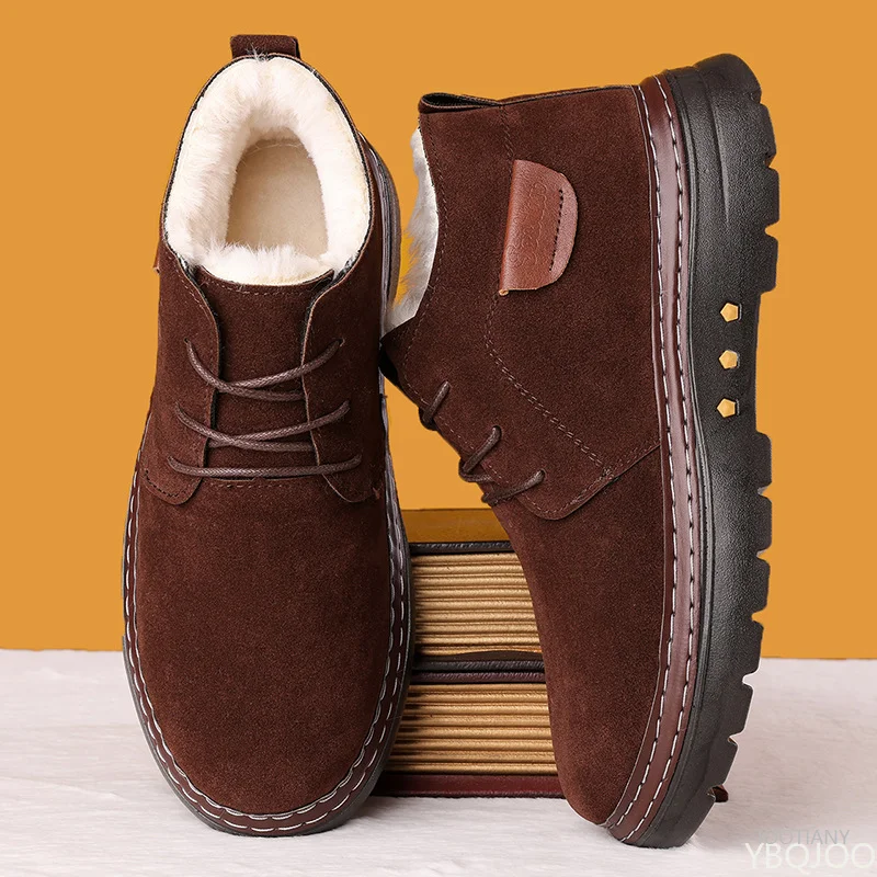Plus Size Inverno Novo Casual Comfortabele Katoenen Schoenen Rollenspel Antiderrapante Quente Herenschoenen Modo Pluche Herenlaarzen