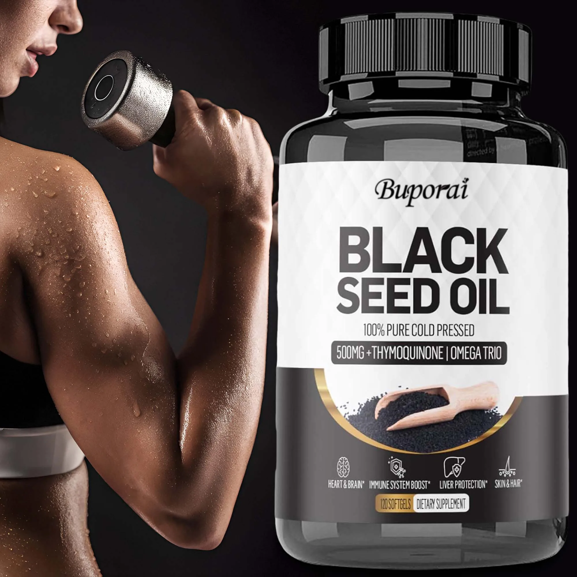 

Black Seed Oil - Supports Immune Defense, Improve Athletic Performance, Support Brain Function, Joint Mobility