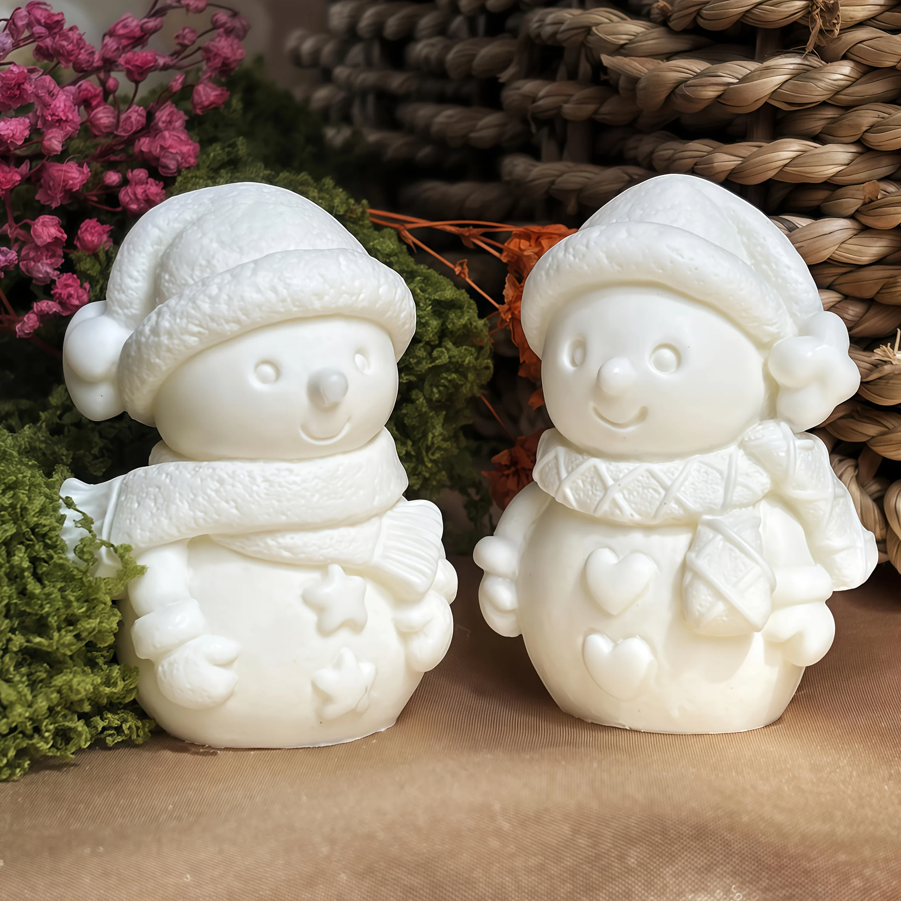 3D Schneemann Silikon-Gießform mit Herzförmigem Ausschnitt und Ausdrucksstarken Augen, für Seife und Gips; Weihnachtsdekoration, Duftend – Detail 3