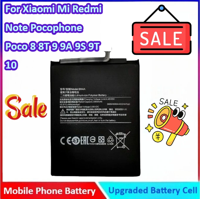 Аккумулятор для мобильного телефона Xiaomi Mi Redmi Note Pocophone Poco 8 8T 9 9A 9S 9T 10 10X 10S 10T 11 F1 F2 K20 F3 X3 K30 K40 5 6 7A