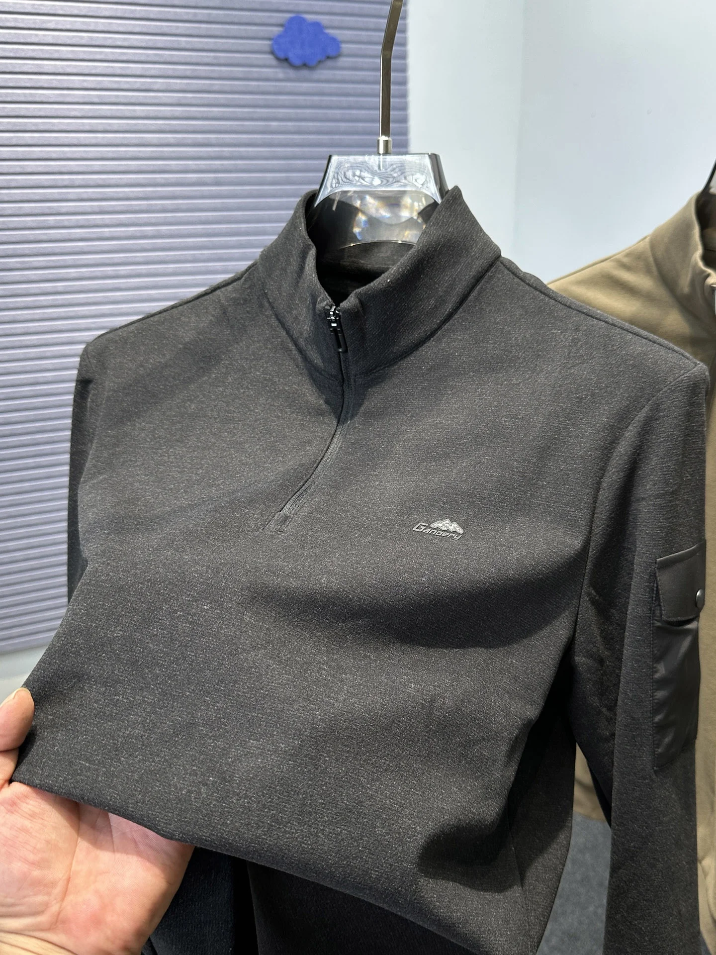 

Мужская повседневная толстовка на молнии с высоким воротником и длинным рукавом, модная, из полиэфирного волокна, стандартный крой