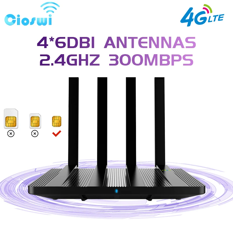 4G Router with SIM Card 300Mbps 1200Mbps Wifi 2.4ghz 5ghz 2*LAN LTE Modem 4*Antenna Home Wi-Fi Hotspot for 850Mhz 900Mhz